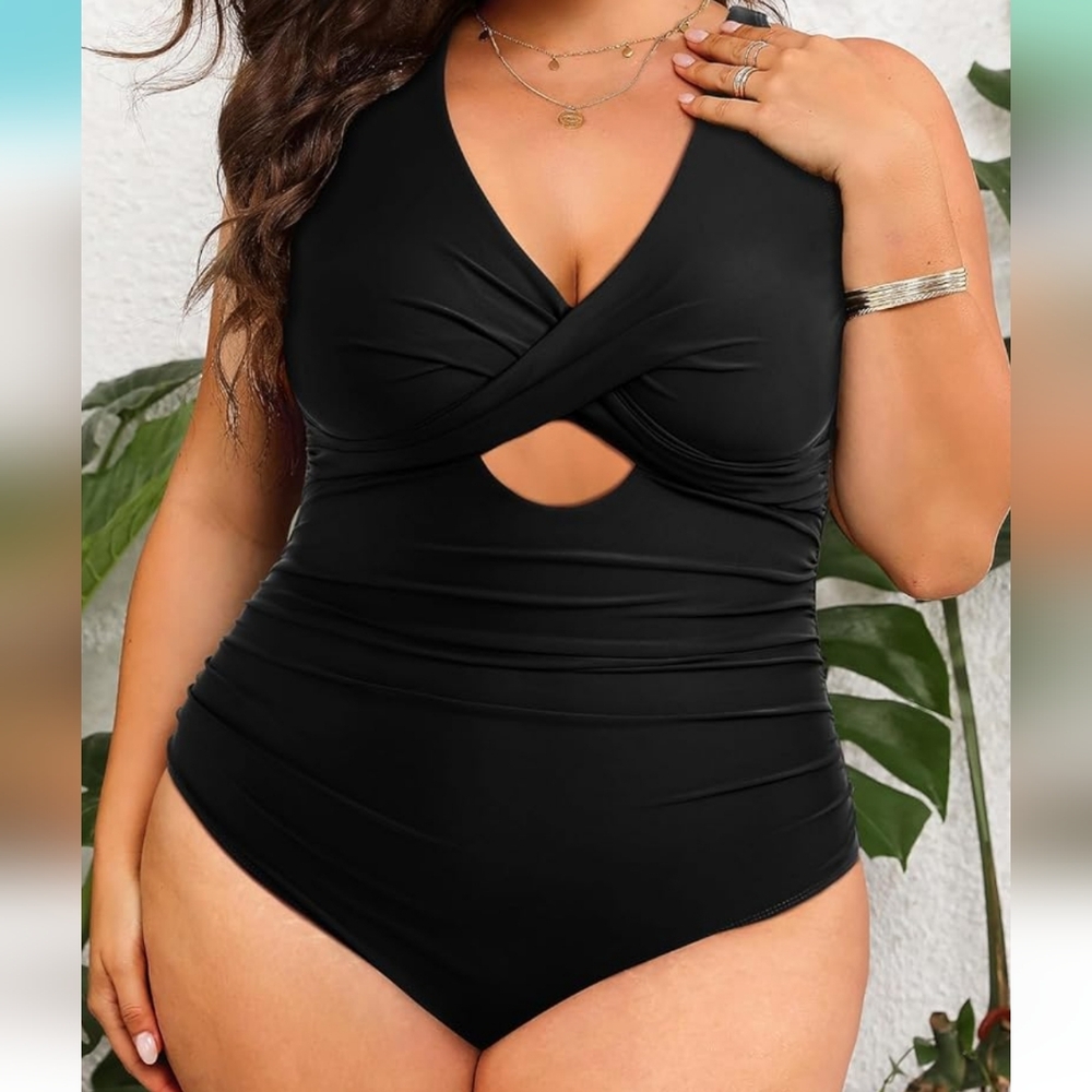 AQUA EVE one piece cut out tummy control swimsuit